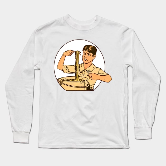 Noodles on Fork Long Sleeve T-Shirt by Marccelus